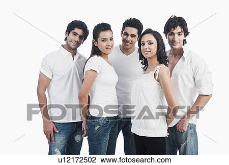 Stock Image - Group of friends posing. Fotosearch
