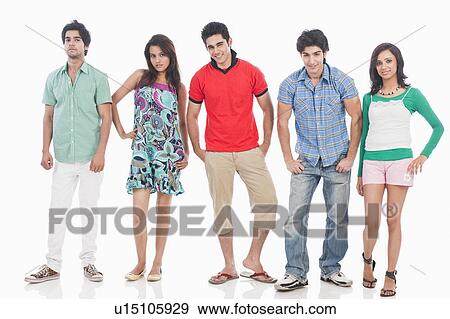 Stock Photo - Group of friends posing. Fotosearch