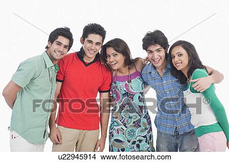 Picture - Group of friends smiling together. Fotosearch