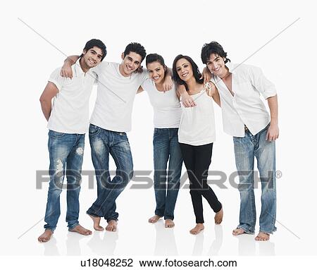 Stock Image - Group of friends smiling together. Fotosearch