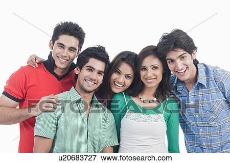 Stock Photo - Group of friends smiling together. Fotosearch