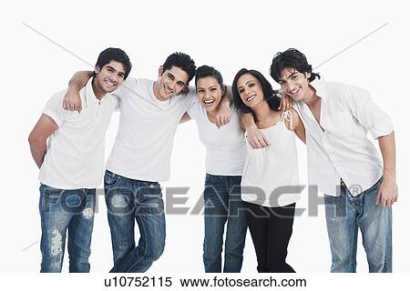 Group of friends smiling together View Large Photo Image Stock Photography - Group of friends smiling together. Fotosearch