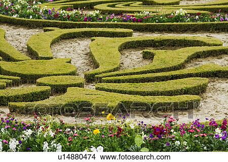 Picture - High angle view of a formal garden, Chateau de Versailles, Versailles, Paris, France. Fotosearch