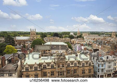 High angle view of buildings in a city, Oxford, Oxfordshire, England View Large Photo Image Stock Photo - High angle view of buildings in a city, Oxford, Oxfordshire, England. Fotosearch