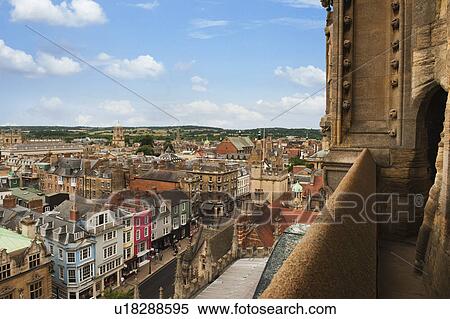 Stock Photography - High angle view of buildings in a city, Oxford, Oxfordshire, England. Fotosearch