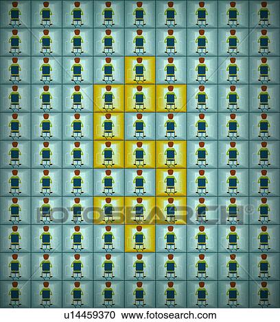 Stock Image - Iconic Dollar sign made on grid of business people icons. Fotosearch