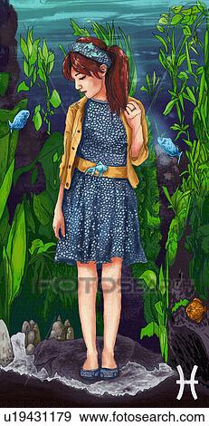 Illustration showing characteristics of a Pisces woman View Large Photo Image Stock Photo - Illustration showing characteristics of a Pisces woman. Fotosearch