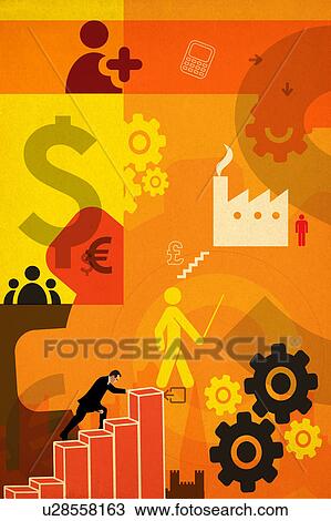 Stock Image - Illustration showing connection between corporate sector with world economy. Fotosearch