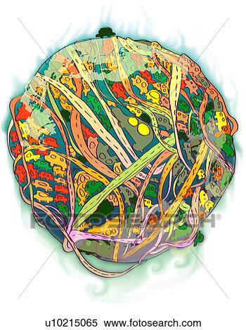 Stock Photography - Illustrative representation of a globe showing environmental issues. Fotosearch