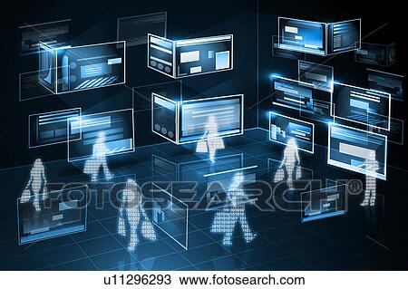 Stock Image - Illustrative representation of computer networking. Fotosearch