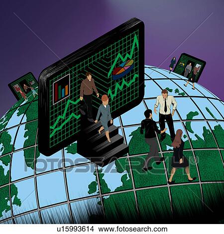 Picture - Illustrative representation of global business network. Fotosearch