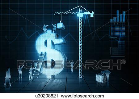 Stock Image - Illustrative representation of money construction. Fotosearch