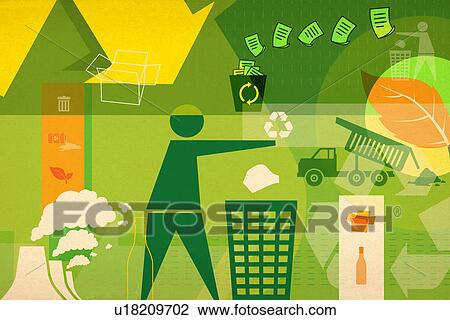 Stock Image - Illustrative representation of recycling. Fotosearch