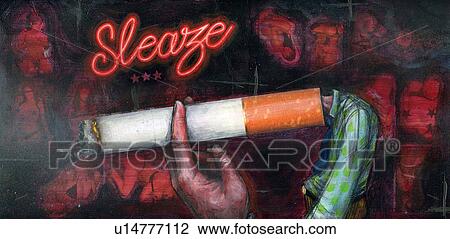 Stock Image - Illustrative representation of showing addiction of pornography and tobacco. Fotosearch