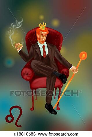 Stock Image - Illustrative representation showing characteristic of a Leo businessman. Fotosearch
