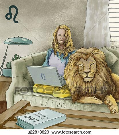 Stock Image - Illustrative representation showing characteristics of Leo people. Fotosearch