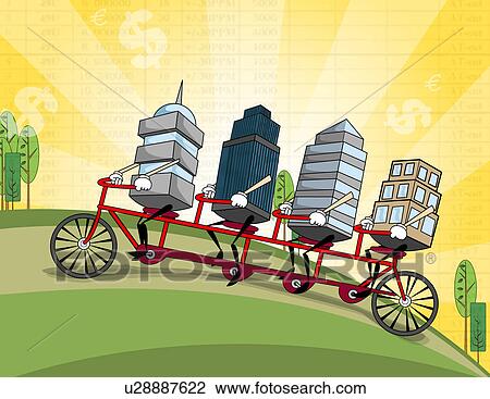Stock Image - Illustrative representation showing company merger. Fotosearch