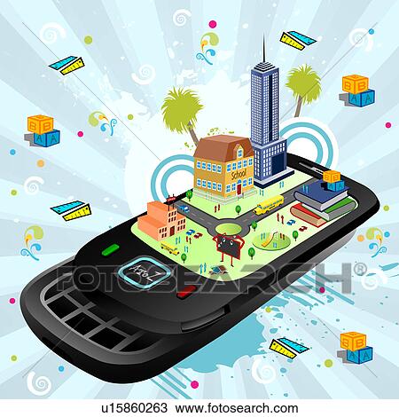 Illustrative representation showing the use of a mobile phone for education and learning View Large Photo Image Stock Image - Illustrative representation showing the use of a mobile phone for education and learning. Fotosearch
