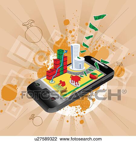Illustrative representation showing the use of a mobile phone in stock trading View Large Photo Image Stock Image - Illustrative representation showing the use of a mobile phone in stock trading. Fotosearch