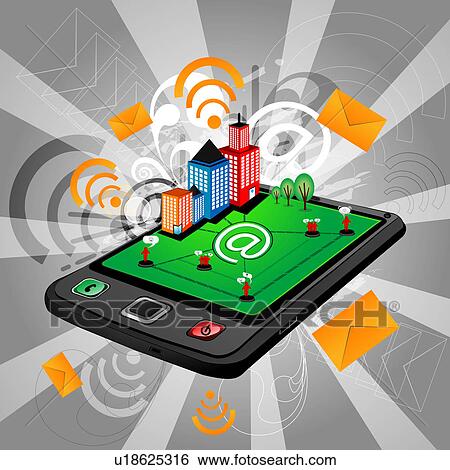 Illustrative representation showing the use of a mobile phone for accessing e-mails View Large Photo Image Stock Photograph - Illustrative representation showing the use of a mobile phone for accessing e-mails. Fotosearch
