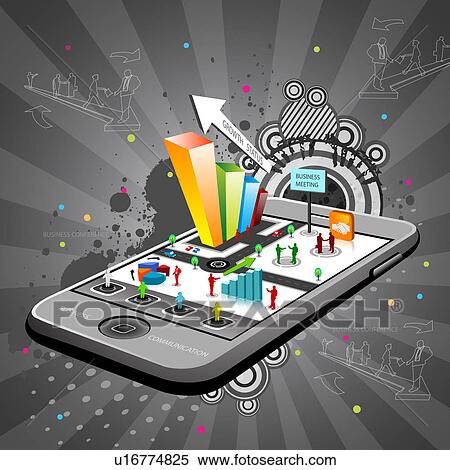 Stock Photography - Illustrative representation showing the use of mobile phone in corporate sector. Fotosearch