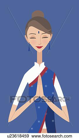 Indian air hostess greeting View Large Photo Image Stock Photo - Indian air hostess greeting. Fotosearch
