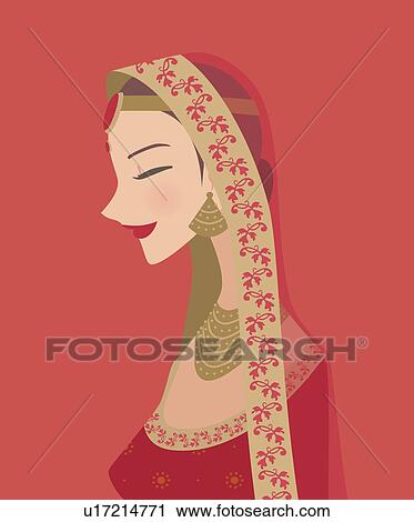 Indian bride wearing traditional wedding dress View Large Photo Image Stock Image - Indian bride wearing traditional wedding dress. Fotosearch