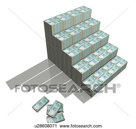 Stock Image - Indian currency note steps showing bar graph. Fotosearch