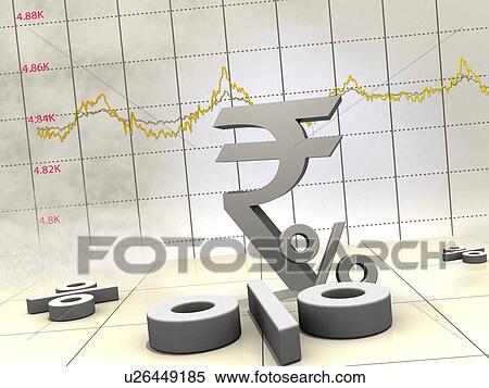 Stock Photography - Indian currency symbol with line graph. Fotosearch