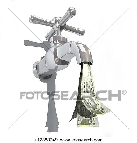 Stock Photo - Indian five hundred rupee notes flowing from a faucet. Fotosearch