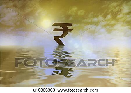 Indian rupee symbol floating on water View Large Photo Image Stock Image - Indian rupee symbol floating on water. Fotosearch