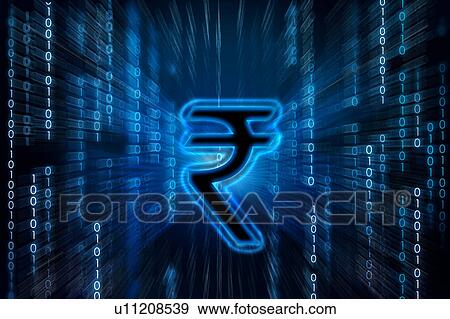 Indian rupee symbol on binary digits View Large Photo Image Stock Photo - Indian rupee symbol on binary digits. Fotosearch