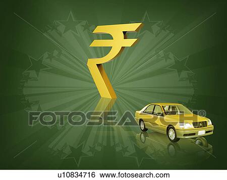 Stock Photograph - Indian rupee symbol with a car. Fotosearch
