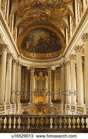 Stock Image - Interiors of a chapel, Chateau de Versailles, Versailles, Paris, France. Fotosearch