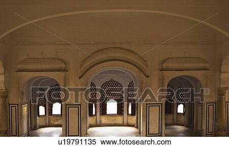 Stock Photography - Interiors of a palace, Hawa Mahal, Jaipur, Rajasthan, India. Fotosearch