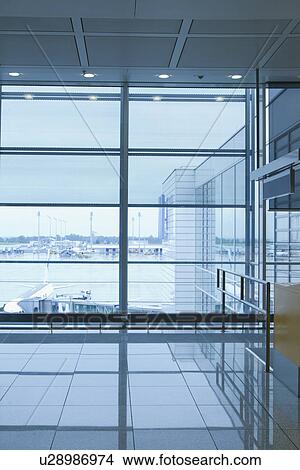 Picture - Interiors of an airport lounge, Paris, France. Fotosearch