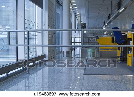 Stock Photo - Interiors of an airport lounge, Paris, France. Fotosearch