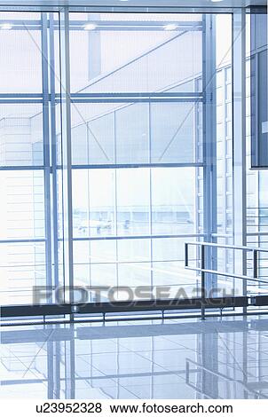 Stock Photo - Interiors of an airport lounge, Paris, France. Fotosearch
