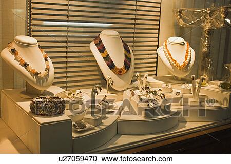 Jewelry on display in a jewelry store, New Delhi, India View Large Photo Image Stock Image - Jewelry on display in a jewelry store, New Delhi, India. Fotosearch