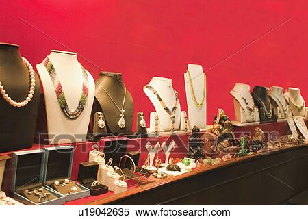 Jewelry on display in a jewelry store, New Delhi, India View Large Photo Image Stock Photography - Jewelry on display in a jewelry store, New Delhi, India. Fotosearch