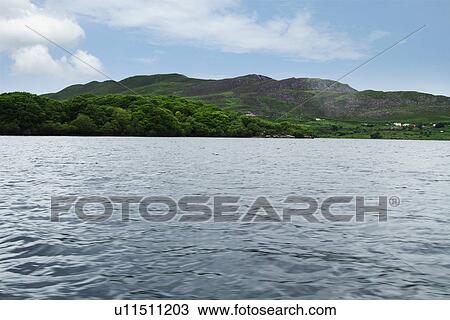 Lake with a mountain in the background, Lakes of Killarney, County Kerry, Republic of Ireland View Large Photo Image Stock Image - Lake with a mountain in the background, Lakes of Killarney, County Kerry, Republic of Ireland. Fotosearch