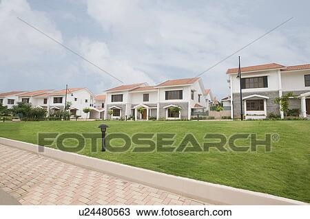 Lawn in front of bungalows, Bangalore, Karnataka, India View Large Photo Image Stock Image - Lawn in front of bungalows, Bangalore, Karnataka, India. Fotosearch