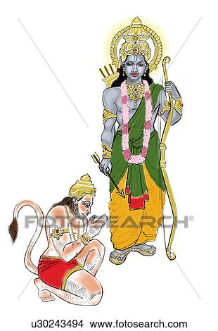 Lord Hanuman bowing to lord Rama View Large Photo Image Picture - Lord Hanuman bowing to lord Rama. Fotosearch