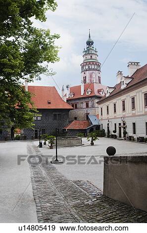 Stock Photo - Low angle view of a castle, Cesky Krumlov Castle, Cesky Krumlov, South Bohemian Region, Czech Republic. Fotosearch