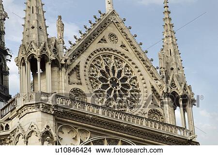 Picture - Low angle view of a cathedral, Notre Dame de Paris, Paris, France. Fotosearch