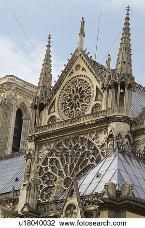 Stock Image - Low angle view of a cathedral, Notre Dame de Paris, Paris, France. Fotosearch