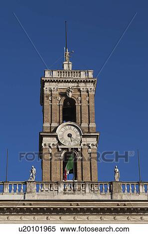 Stock Photography - Low angle view of a clock tower, Rome, Lazio, Italy. Fotosearch