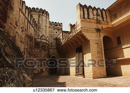 Stock Photo - Low angle view of a fort, Meherangarh Fort, Jodhpur, Rajasthan, India. Fotosearch