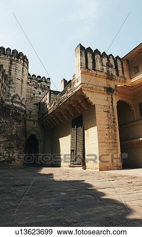 Low angle view of a fort, Meherangarh Fort, Jodhpur, Rajasthan, India View Large Photo Image Stock Photo - Low angle view of a fort, Meherangarh Fort, Jodhpur, Rajasthan, India. Fotosearch