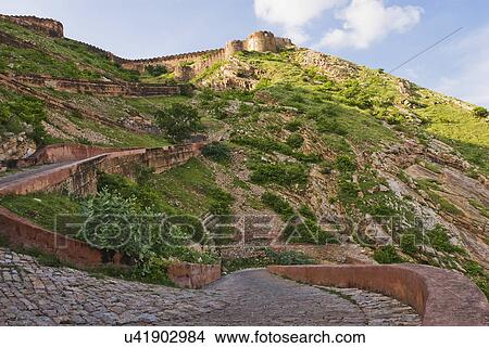 Low angle view of a fort on the hill, Nahargarh Fort, Jaipur, Rajasthan, India View Large Photo Image Picture - Low angle view of a fort on the hill, Nahargarh Fort, Jaipur, Rajasthan, India. Fotosearch